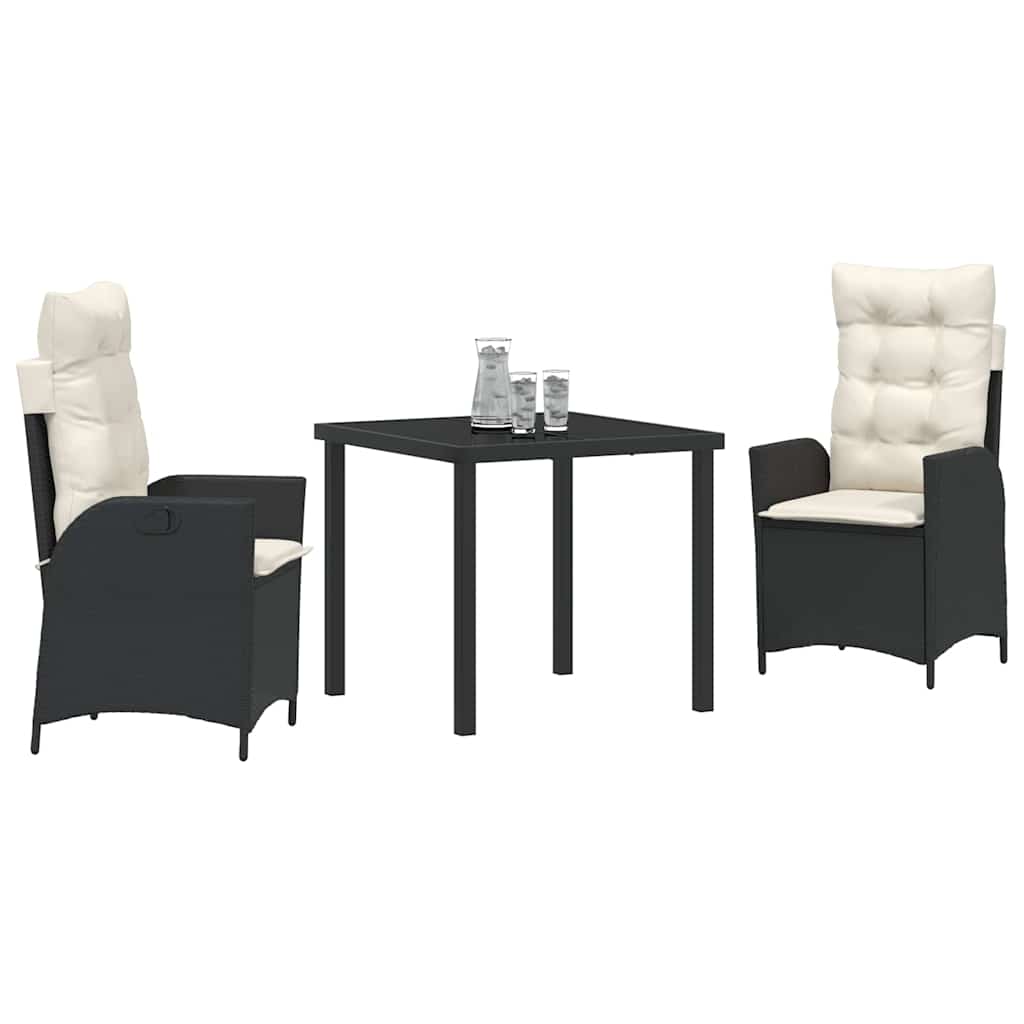 Ensemble de salle à manger pour jardin 3 pcs Noir polyrotin - XIOS