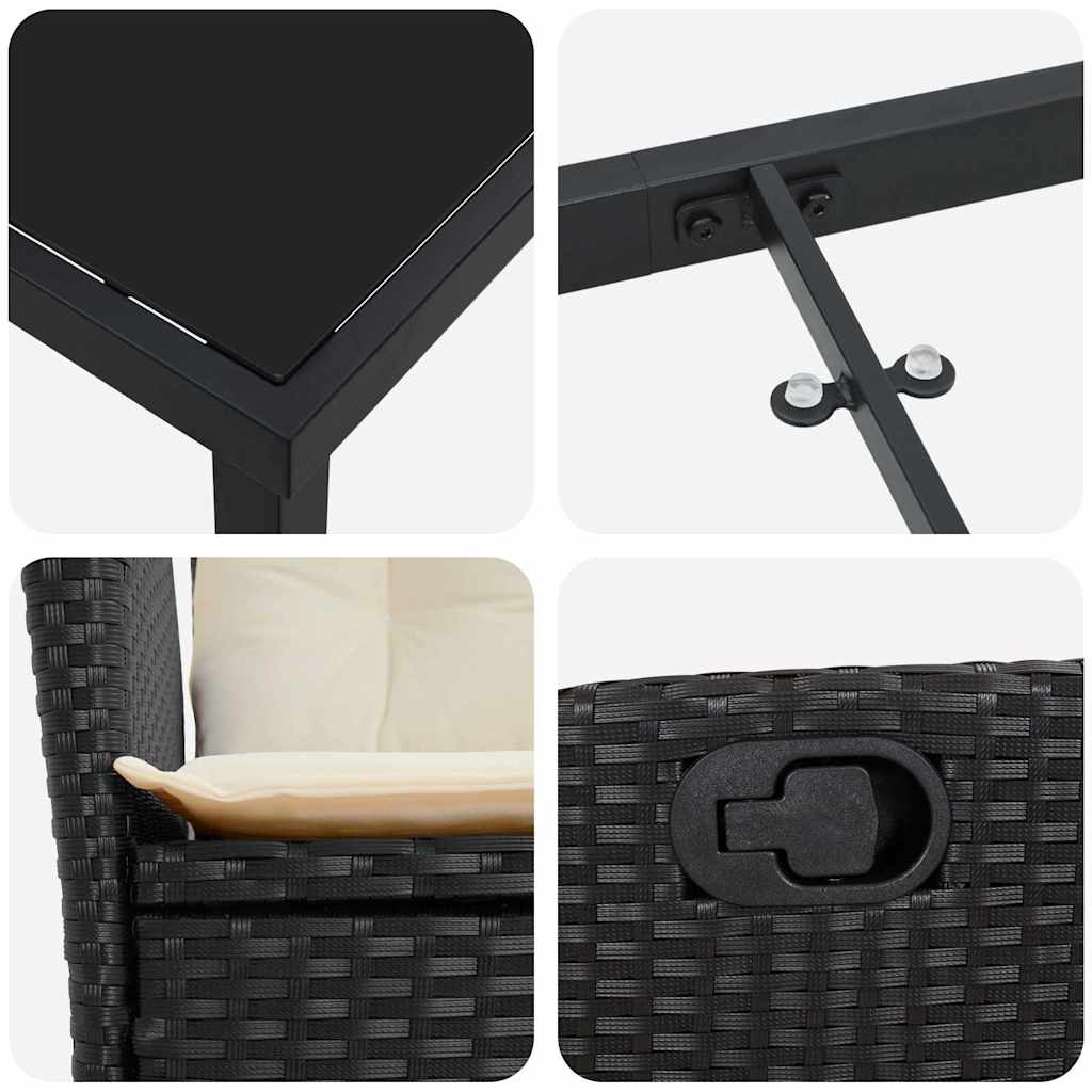 Ensemble de salle à manger pour jardin 5 pcs Noir polyrotin - XIOS