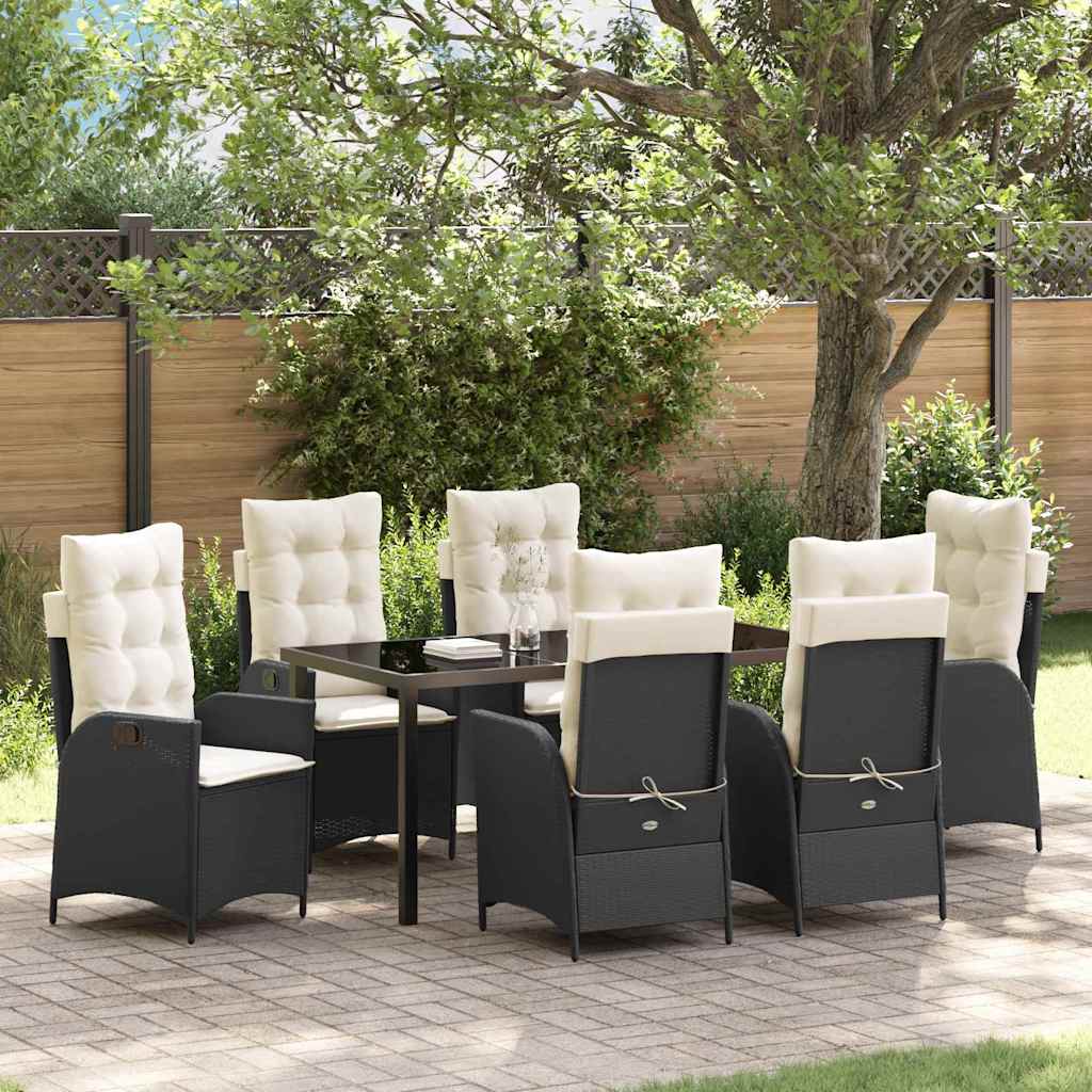Ensemble de salle à manger pour jardin 7 pcs Noir polyrotin - XIOS