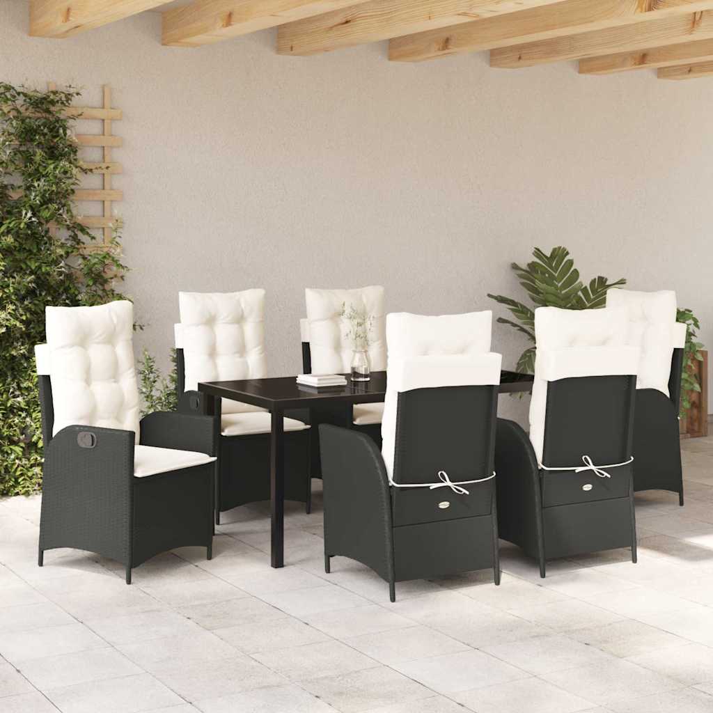 Ensemble de salle à manger pour jardin 7 pcs Noir polyrotin - XIOS