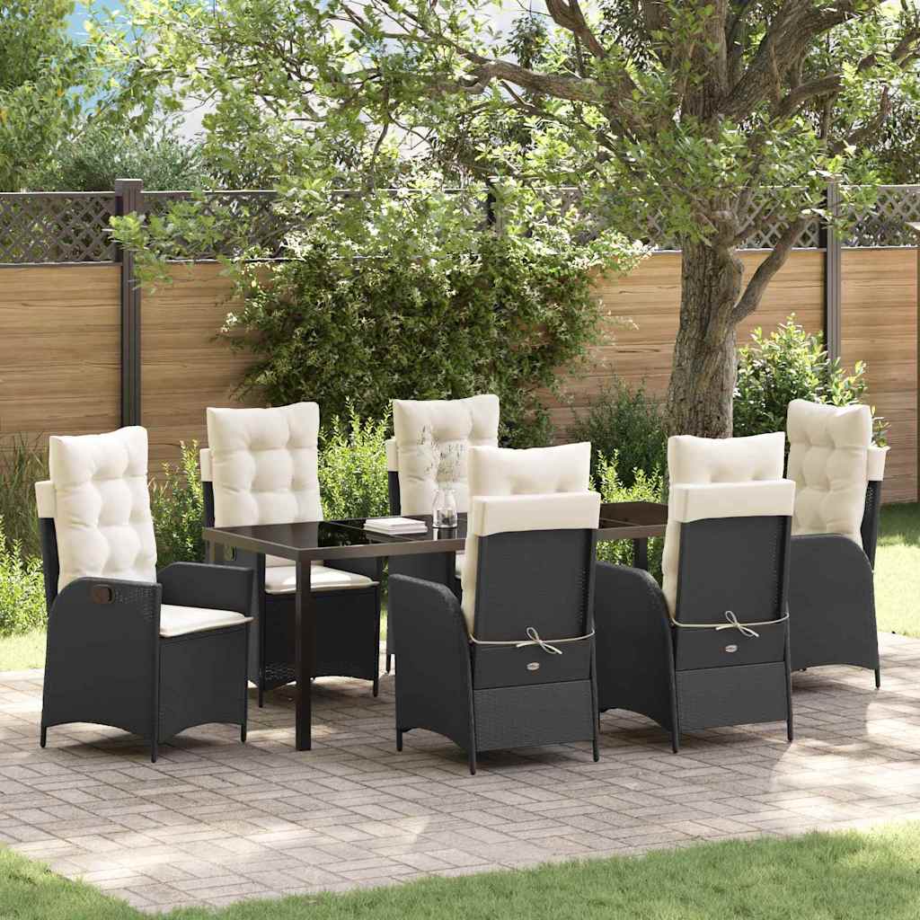 Ensemble de salle à manger pour jardin 7 pcs Noir polyrotin - XIOS