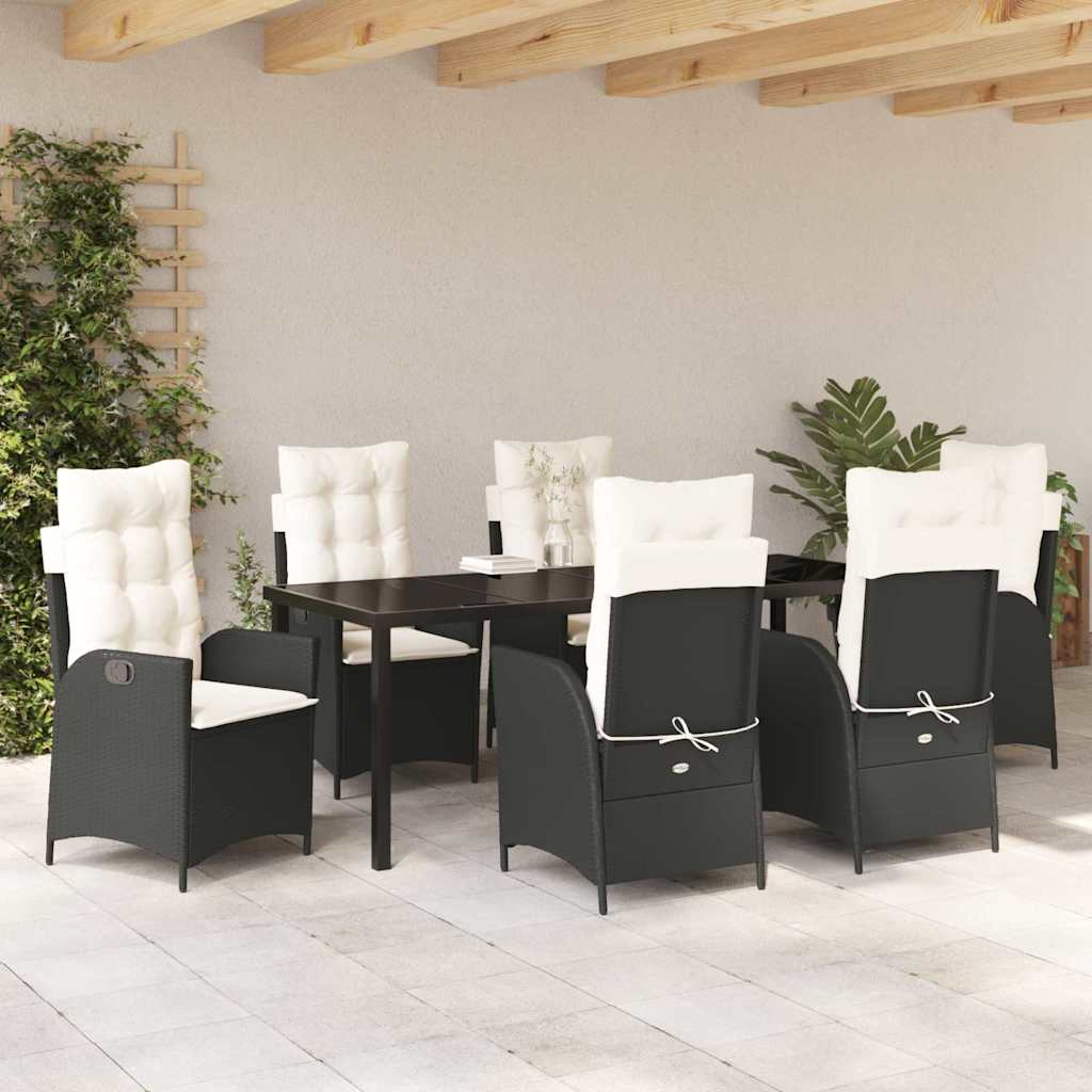 Ensemble de salle à manger pour jardin 7 pcs Noir polyrotin - XIOS