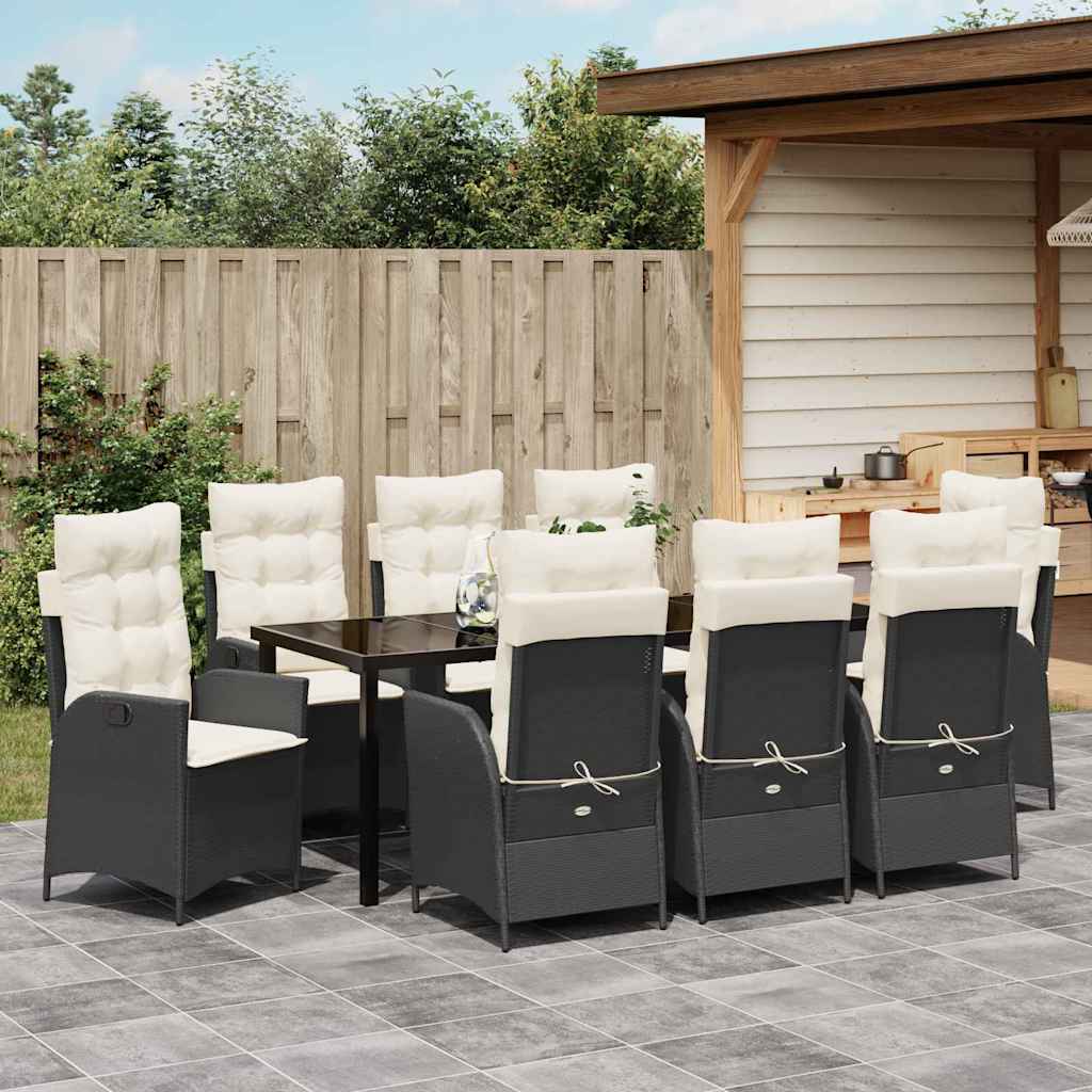 Ensemble de salle à manger pour jardin 9 pcs Noir polyrotin - XIOS