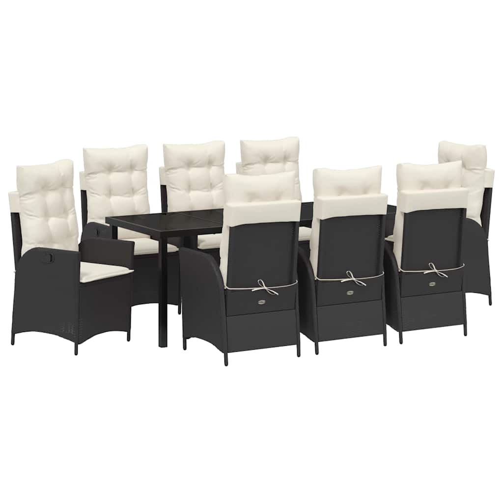 Ensemble de salle à manger pour jardin 9 pcs Noir polyrotin - XIOS