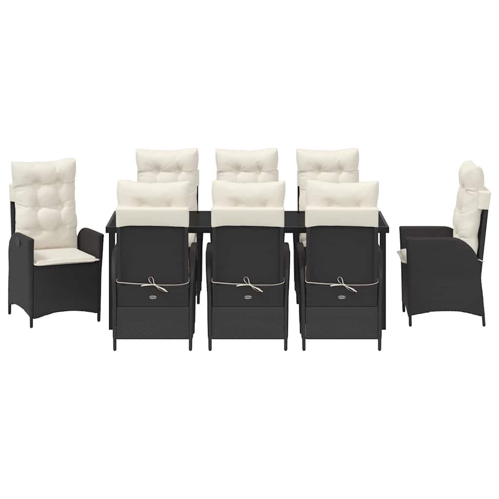 Ensemble de salle à manger pour jardin 9 pcs Noir polyrotin - XIOS