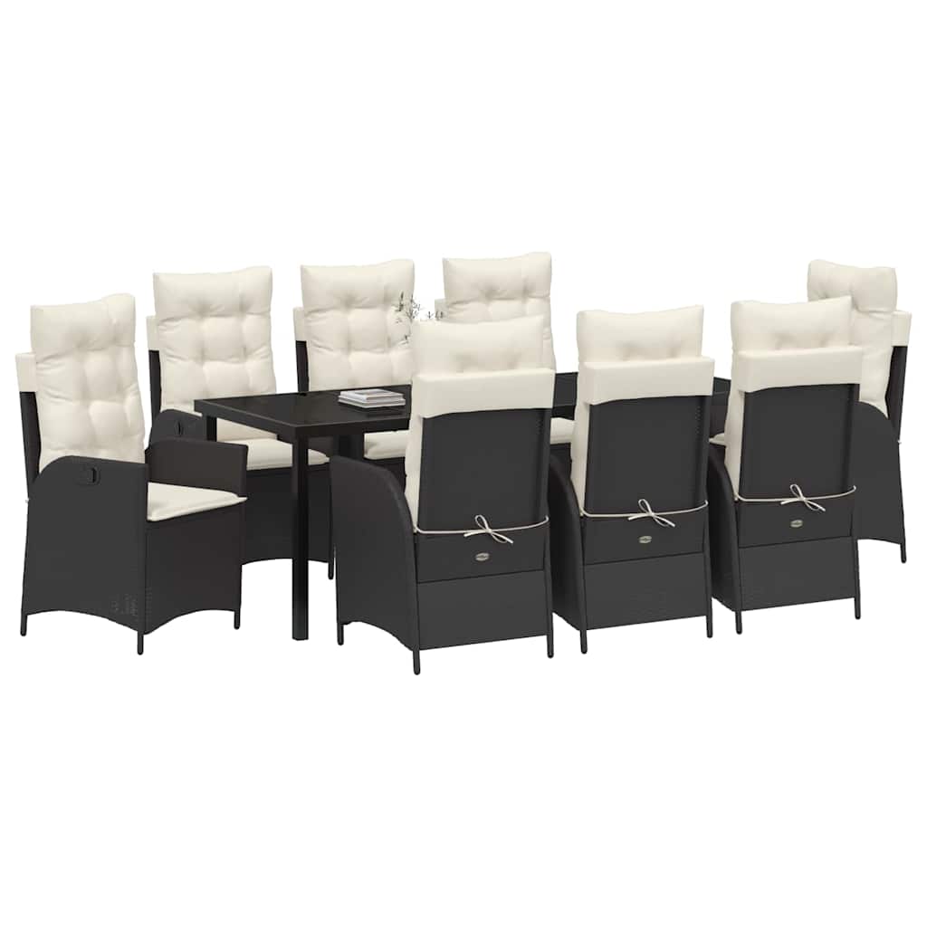 Ensemble de salle à manger pour jardin 9 pcs Noir polyrotin - XIOS