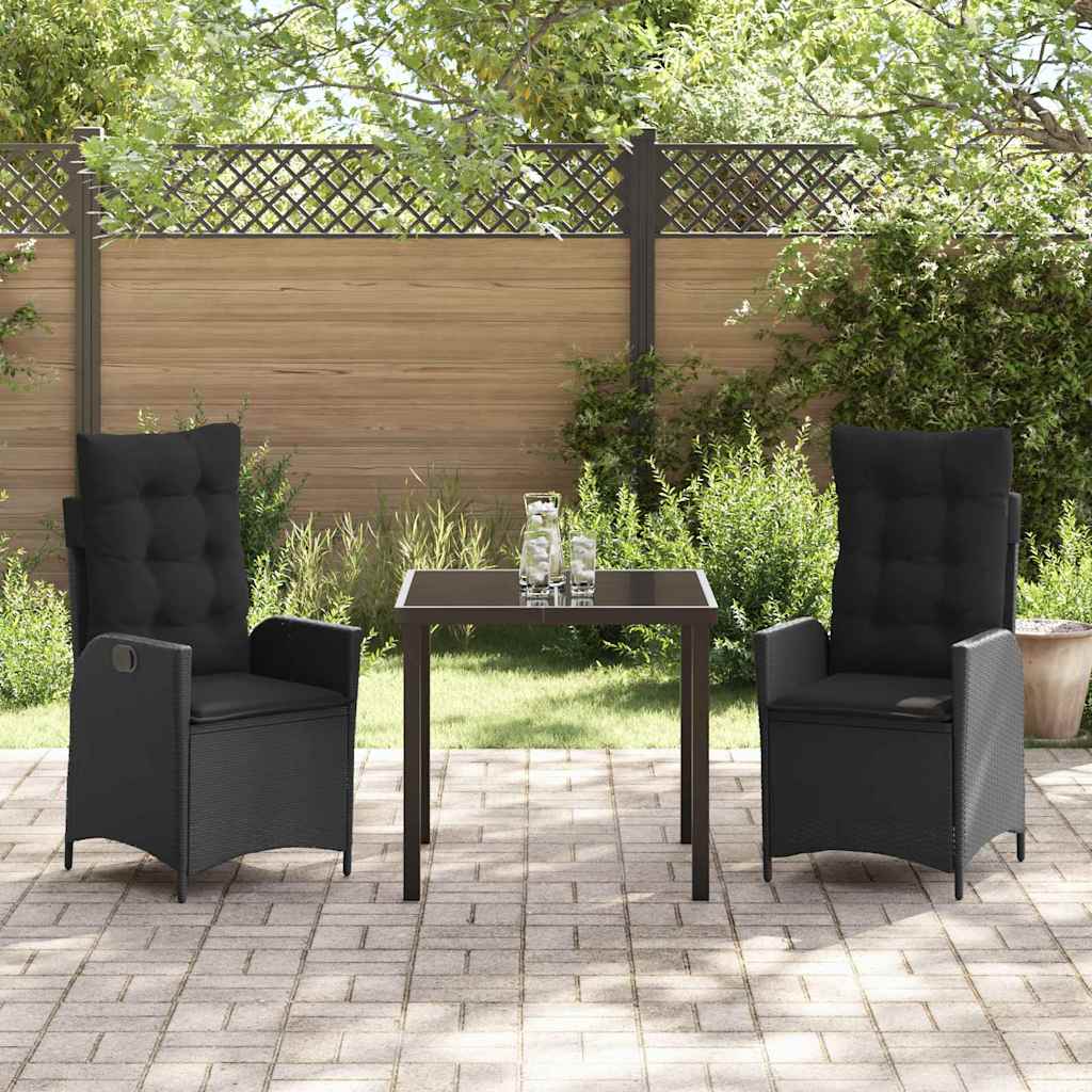 Ensemble de salle à manger pour jardin 3 pcs Noir polyrotin - XIOS