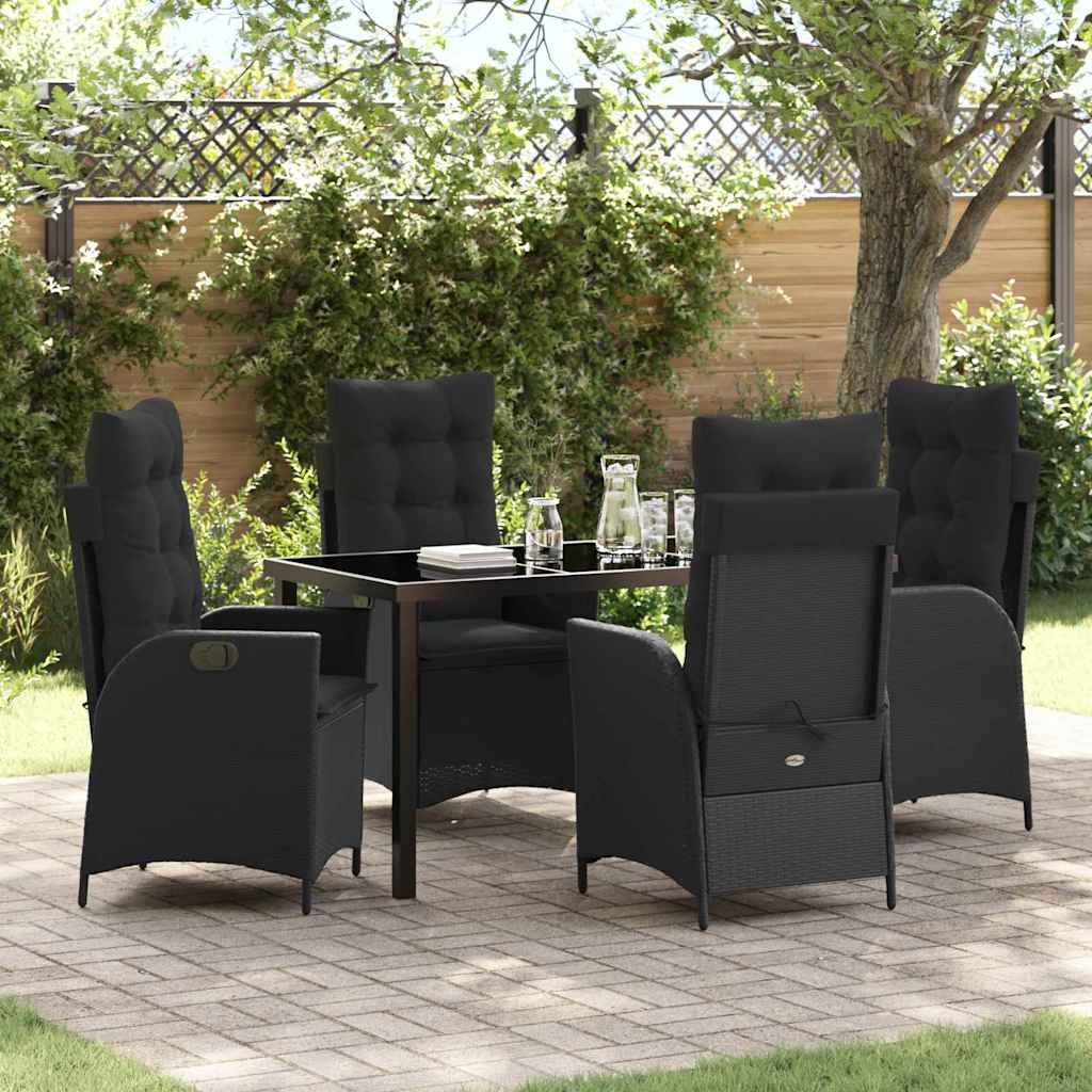 Ensemble de salle à manger pour jardin 5 pcs Noir polyrotin - XIOS
