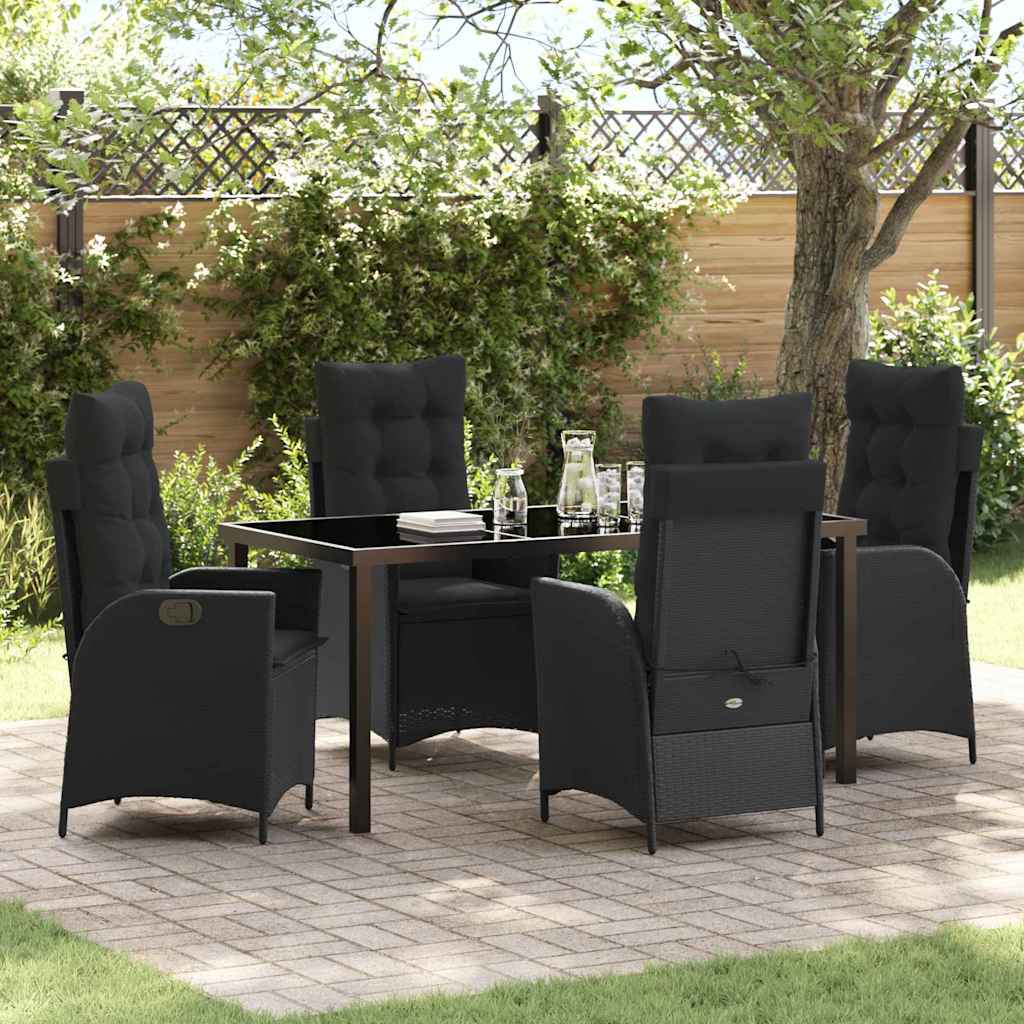 Ensemble de salle à manger pour jardin 5 pcs Noir polyrotin - XIOS