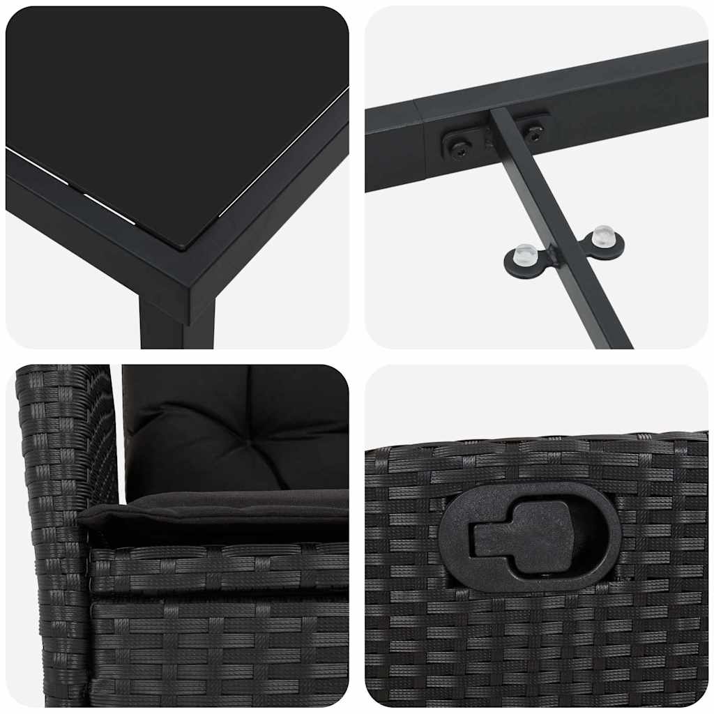 Ensemble de salle à manger pour jardin 7 pcs Noir polyrotin - XIOS