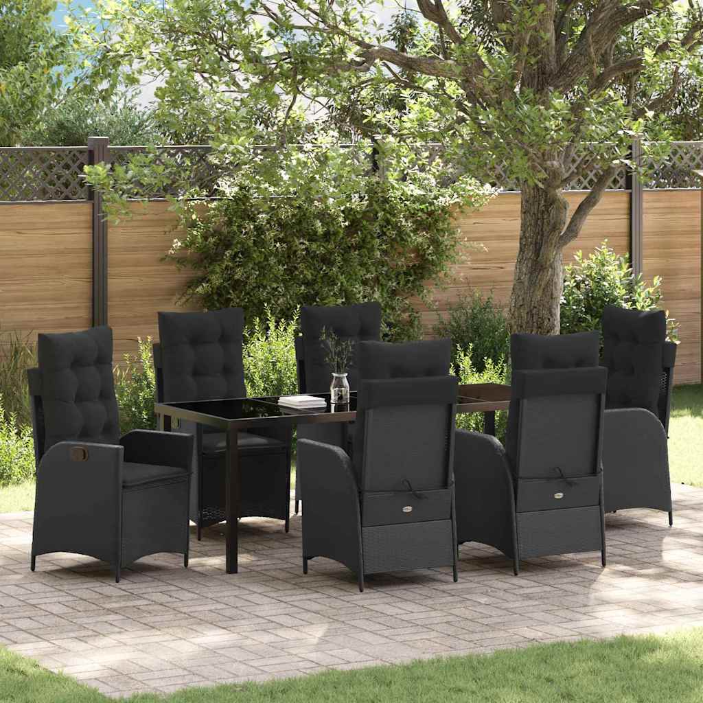 Ensemble de salle à manger pour jardin 7 pcs Noir polyrotin - XIOS