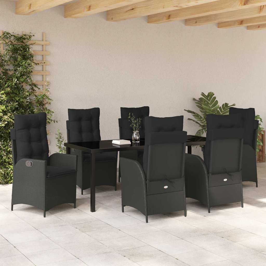 Ensemble de salle à manger pour jardin 7 pcs Noir polyrotin - XIOS