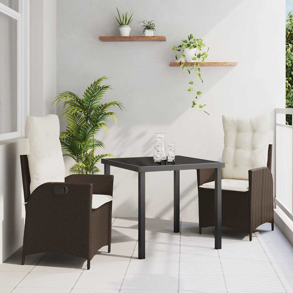 Ensemble de salle à manger pour jardin 3 pcs Marron polyrotin - XIOS