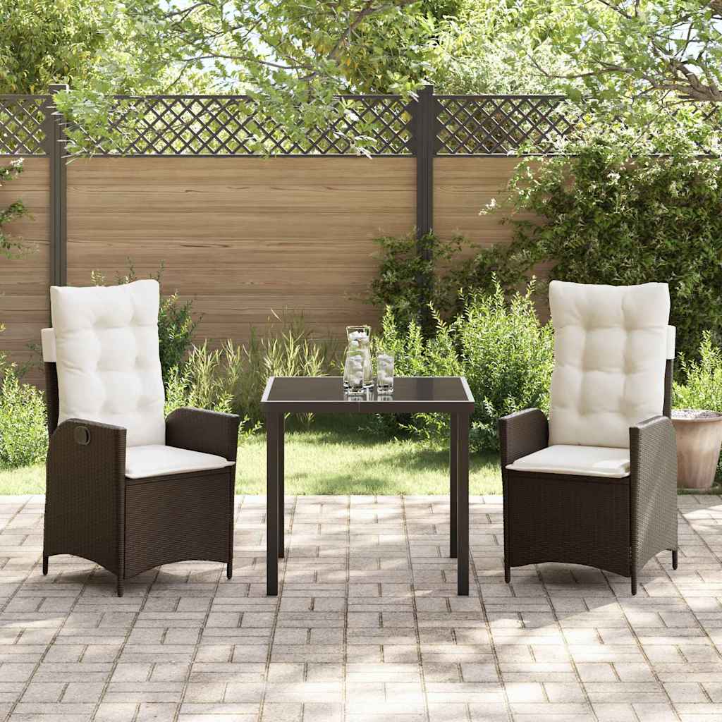 Ensemble de salle à manger pour jardin 3 pcs Marron polyrotin - XIOS