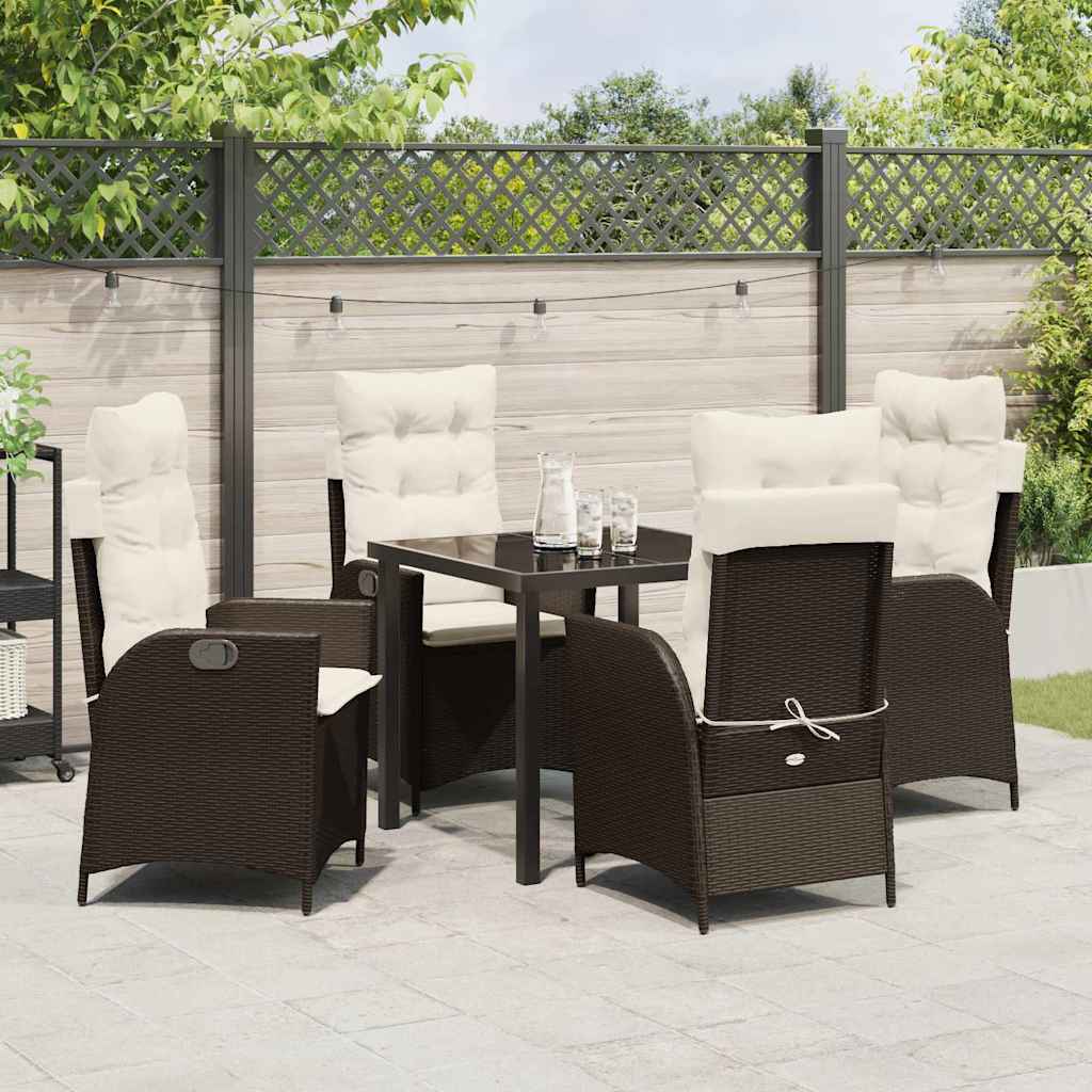 Ensemble de salle à manger pour jardin 5 pcs Marron polyrotin - XIOS