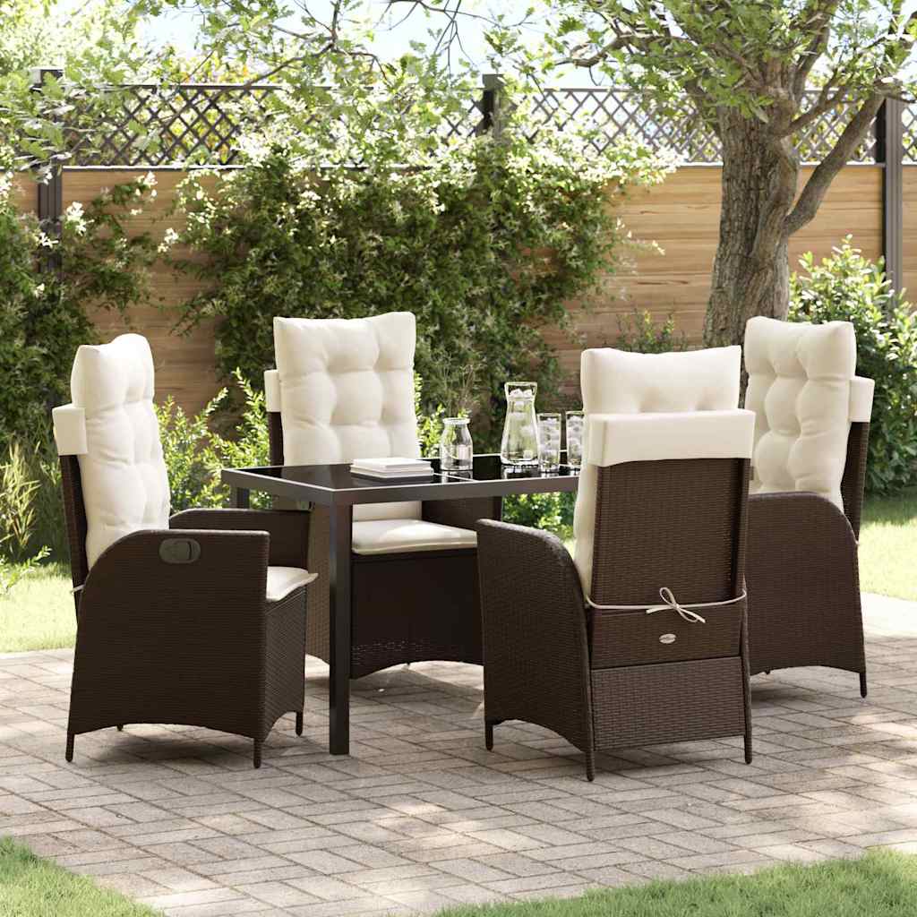 Ensemble de salle à manger pour jardin 5 pcs Marron polyrotin - XIOS
