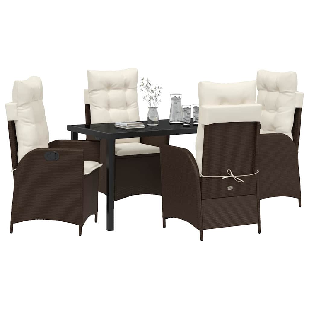 Ensemble de salle à manger pour jardin 5 pcs Marron polyrotin - XIOS