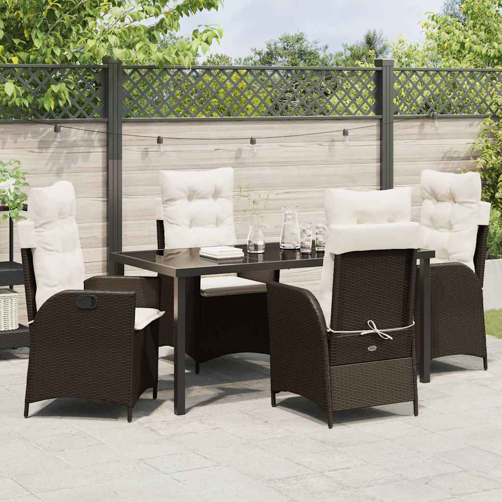 Ensemble de salle à manger pour jardin 5 pcs Marron polyrotin - XIOS