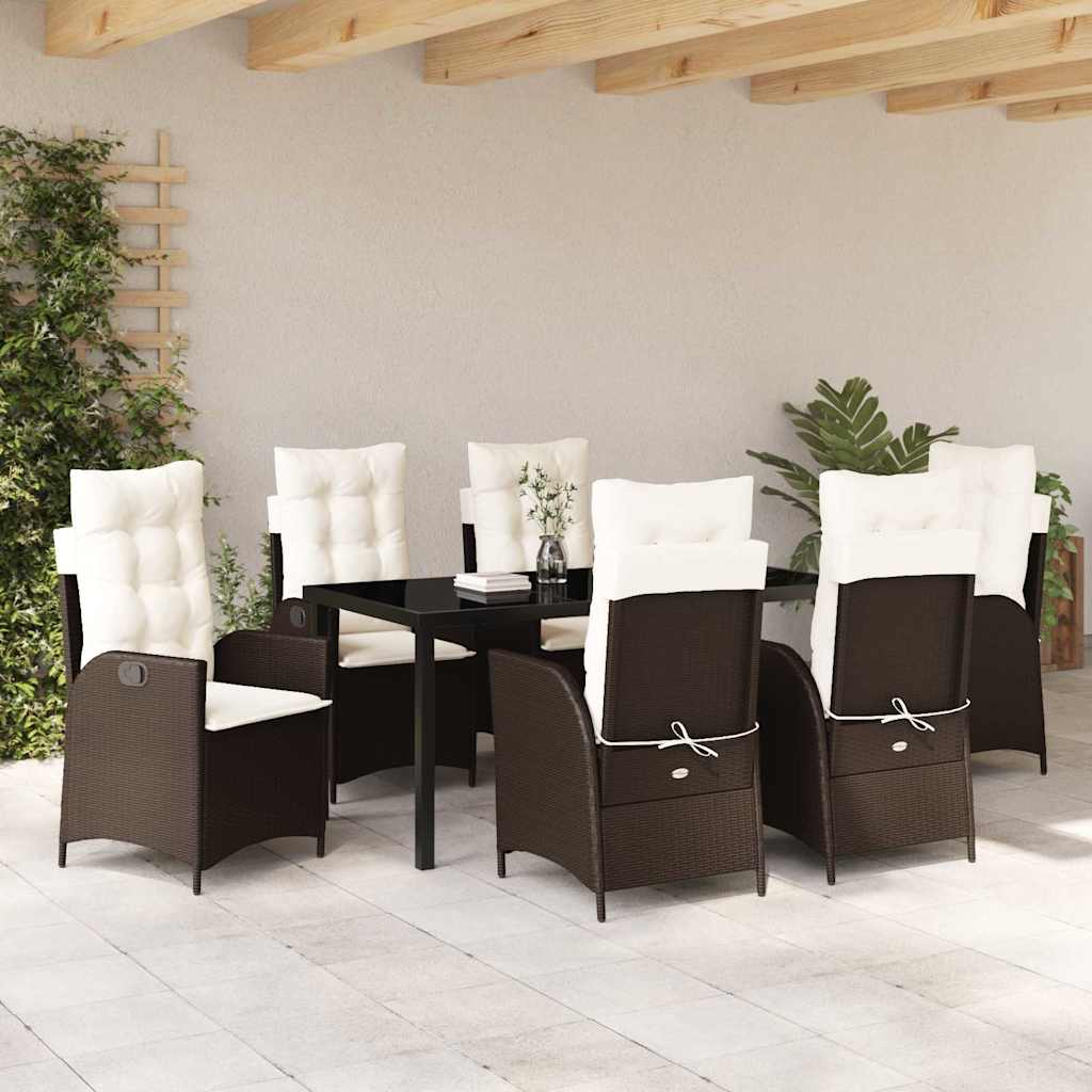 Ensemble de salle à manger pour jardin 7 pcs Marron polyrotin - XIOS
