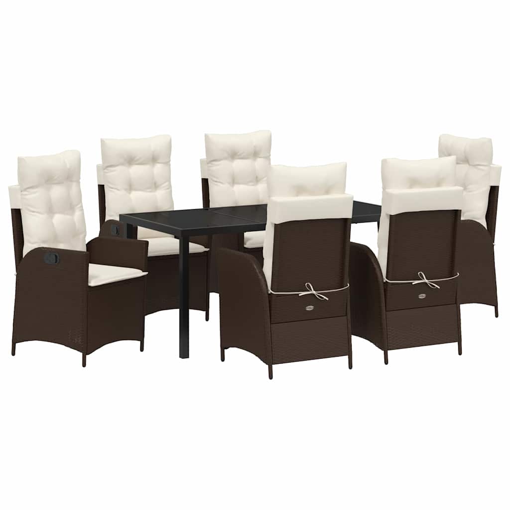 Ensemble de salle à manger pour jardin 7 pcs Marron polyrotin - XIOS