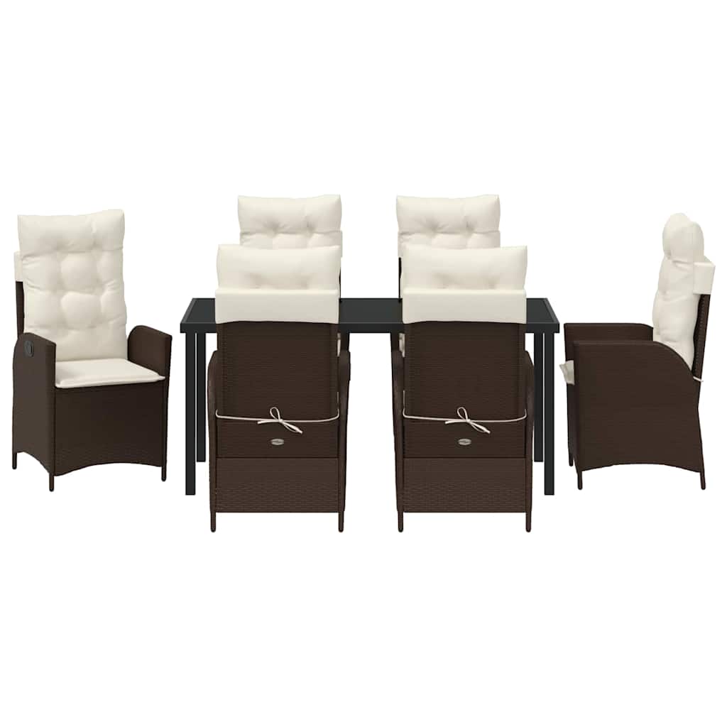 Ensemble de salle à manger pour jardin 7 pcs Marron polyrotin - XIOS