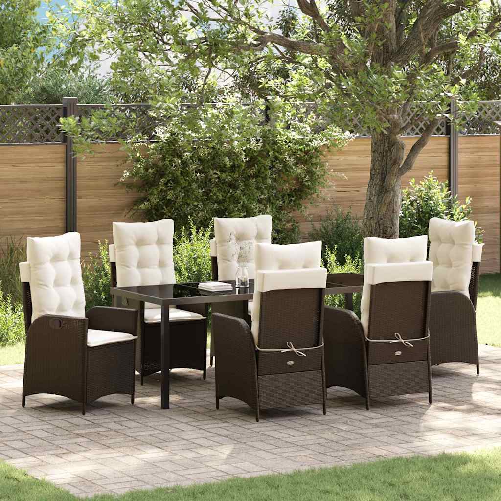 Ensemble de salle à manger pour jardin 7 pcs Marron polyrotin - XIOS