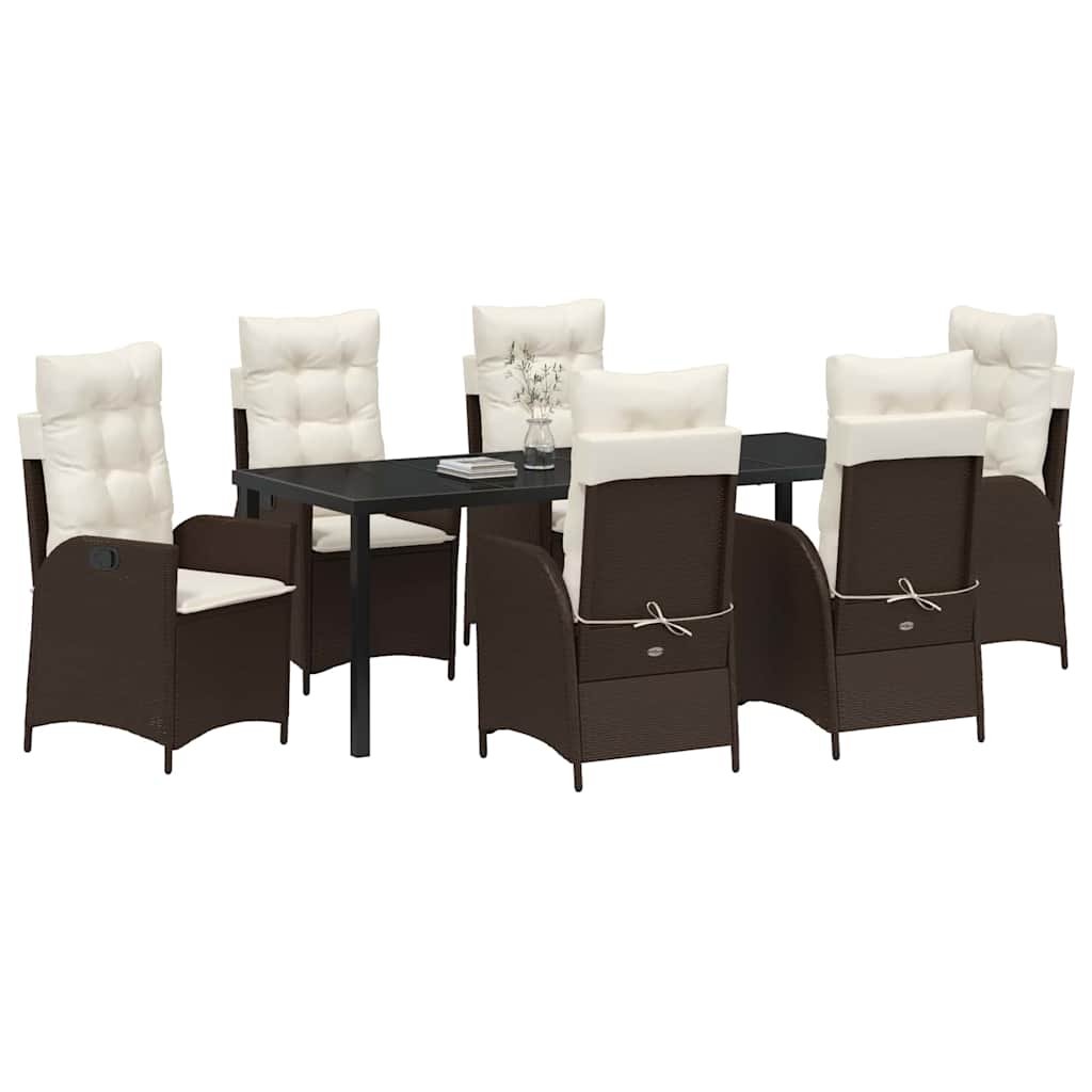 Ensemble de salle à manger pour jardin 7 pcs Marron polyrotin - XIOS