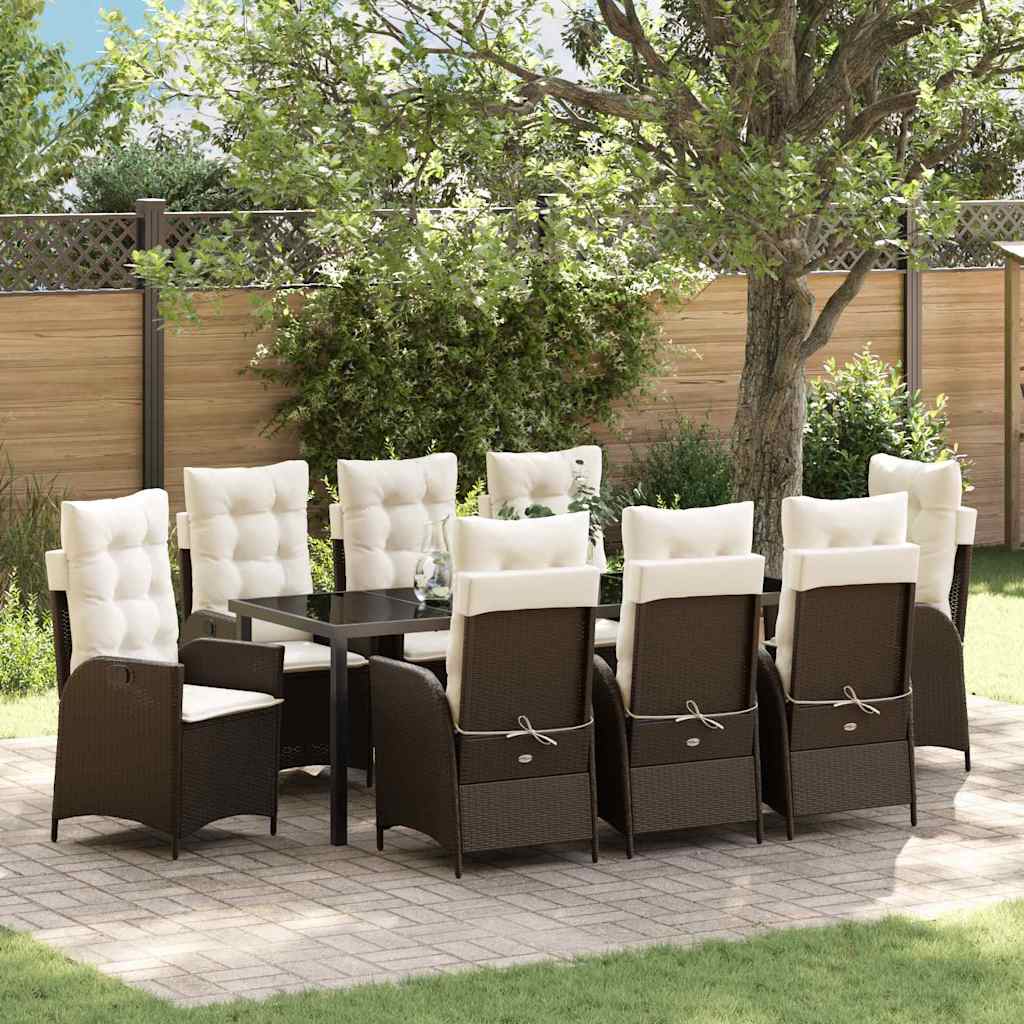 Ensemble de salle à manger pour jardin 9 pcs Marron polyrotin - XIOS