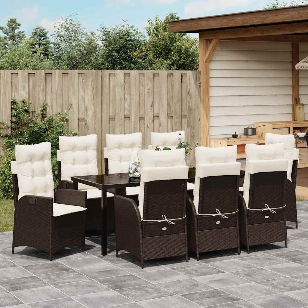 Ensemble de salle à manger pour jardin 9 pcs Marron polyrotin - XIOS