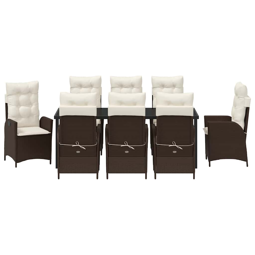 Ensemble de salle à manger pour jardin 9 pcs Marron polyrotin - XIOS