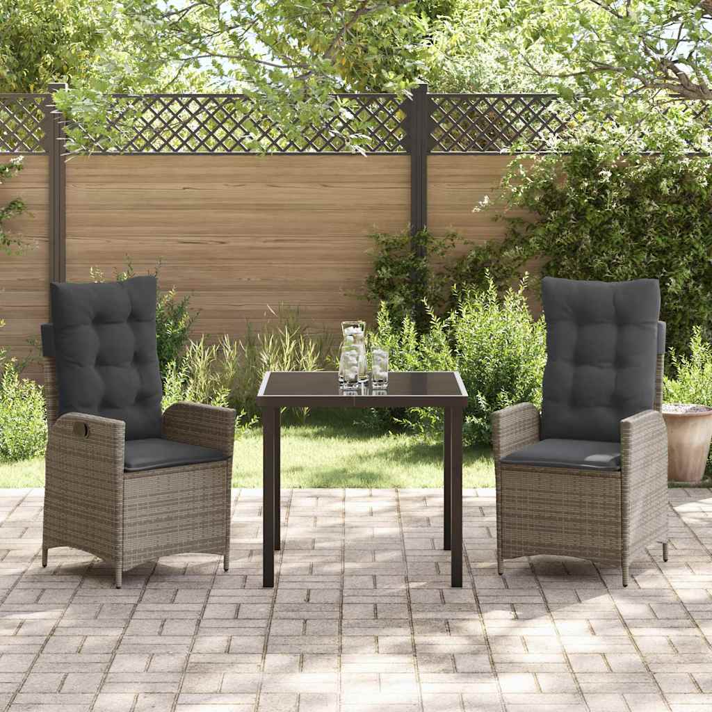 Ensemble de salle à manger pour jardin 3 pcs Gris polyrotin - XIOS