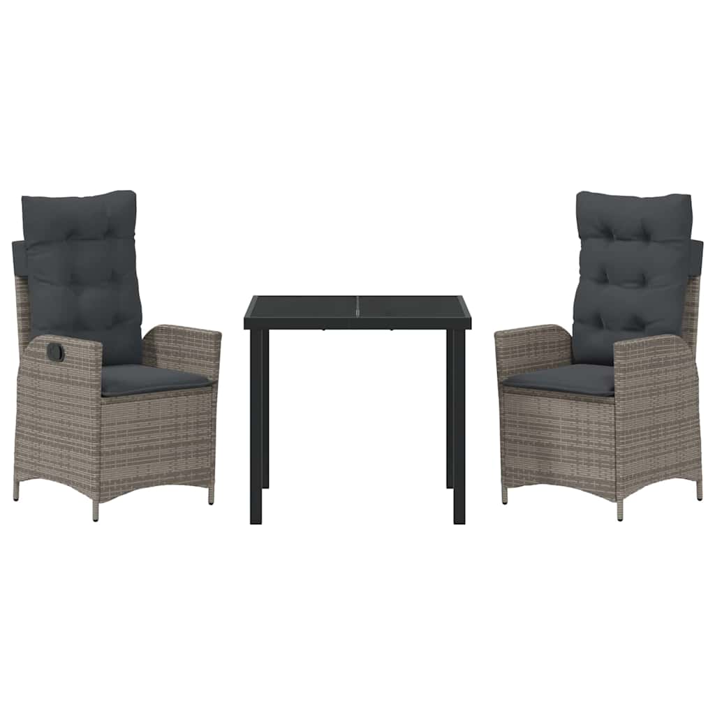 Ensemble de salle à manger pour jardin 3 pcs Gris polyrotin - XIOS