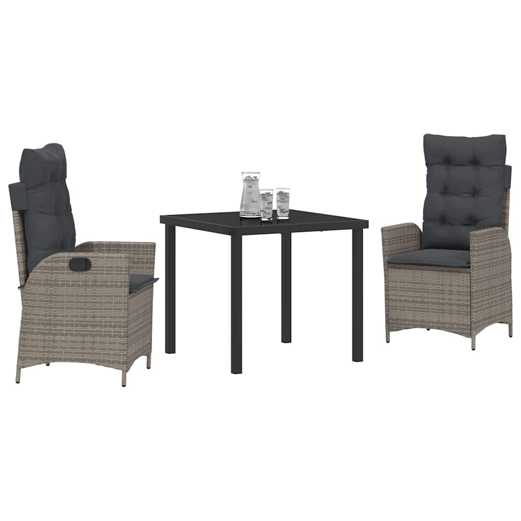 Ensemble de salle à manger pour jardin 3 pcs Gris polyrotin - XIOS