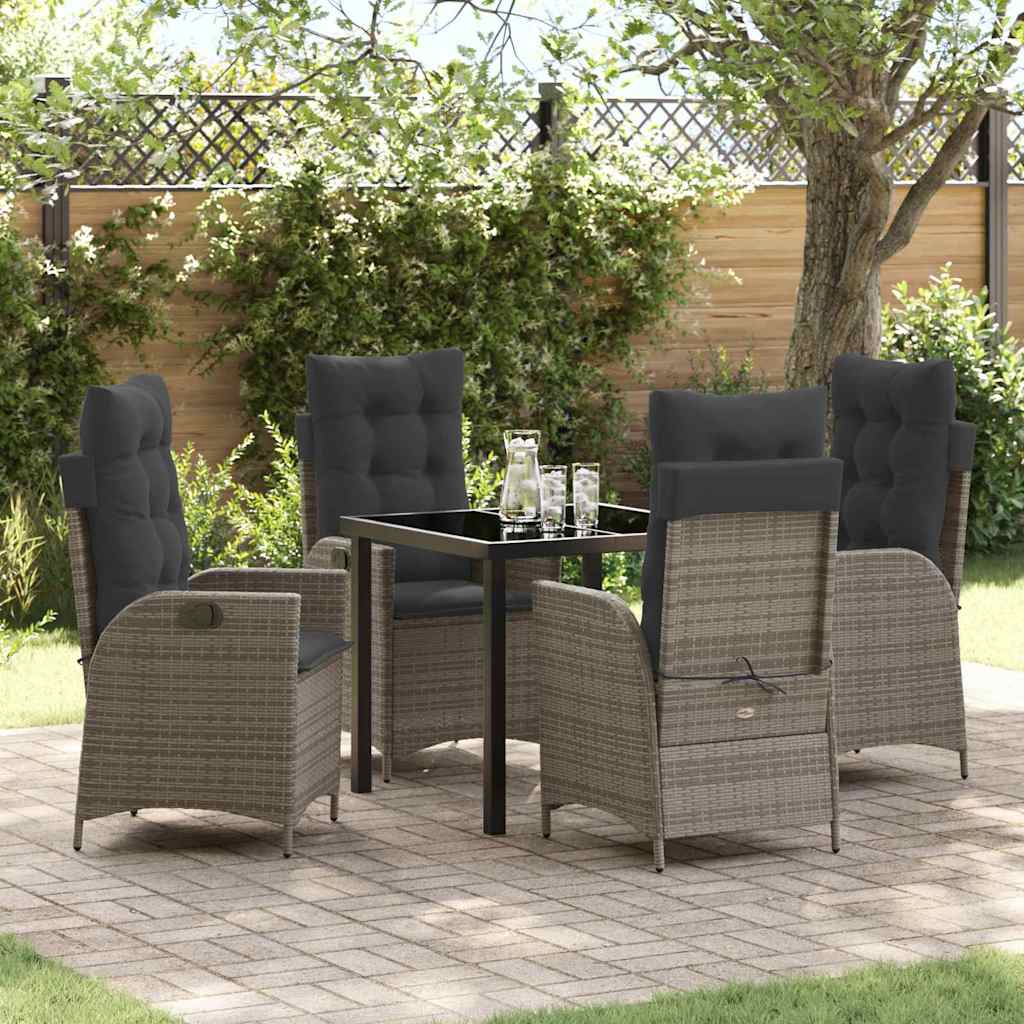 Ensemble de salle à manger pour jardin 5 pcs Gris polyrotin - XIOS