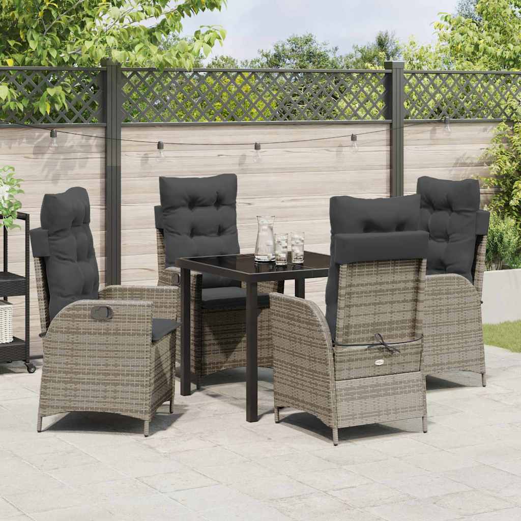 Ensemble de salle à manger pour jardin 5 pcs Gris polyrotin - XIOS