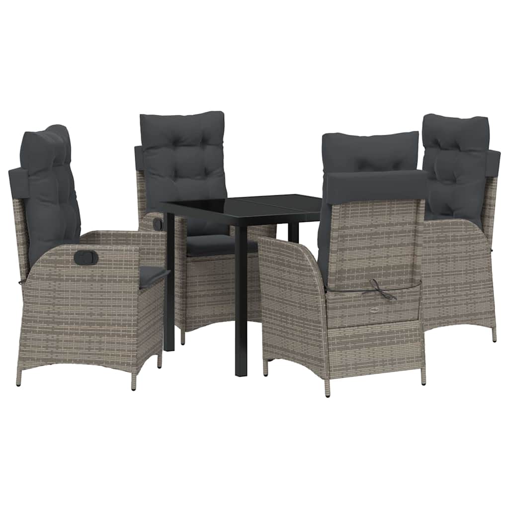 Ensemble de salle à manger pour jardin 5 pcs Gris polyrotin - XIOS