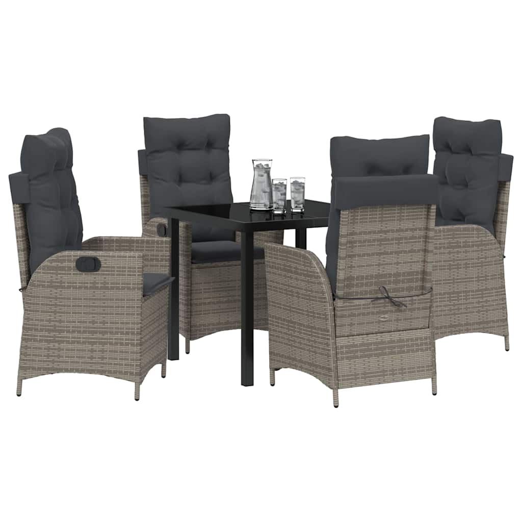 Ensemble de salle à manger pour jardin 5 pcs Gris polyrotin - XIOS