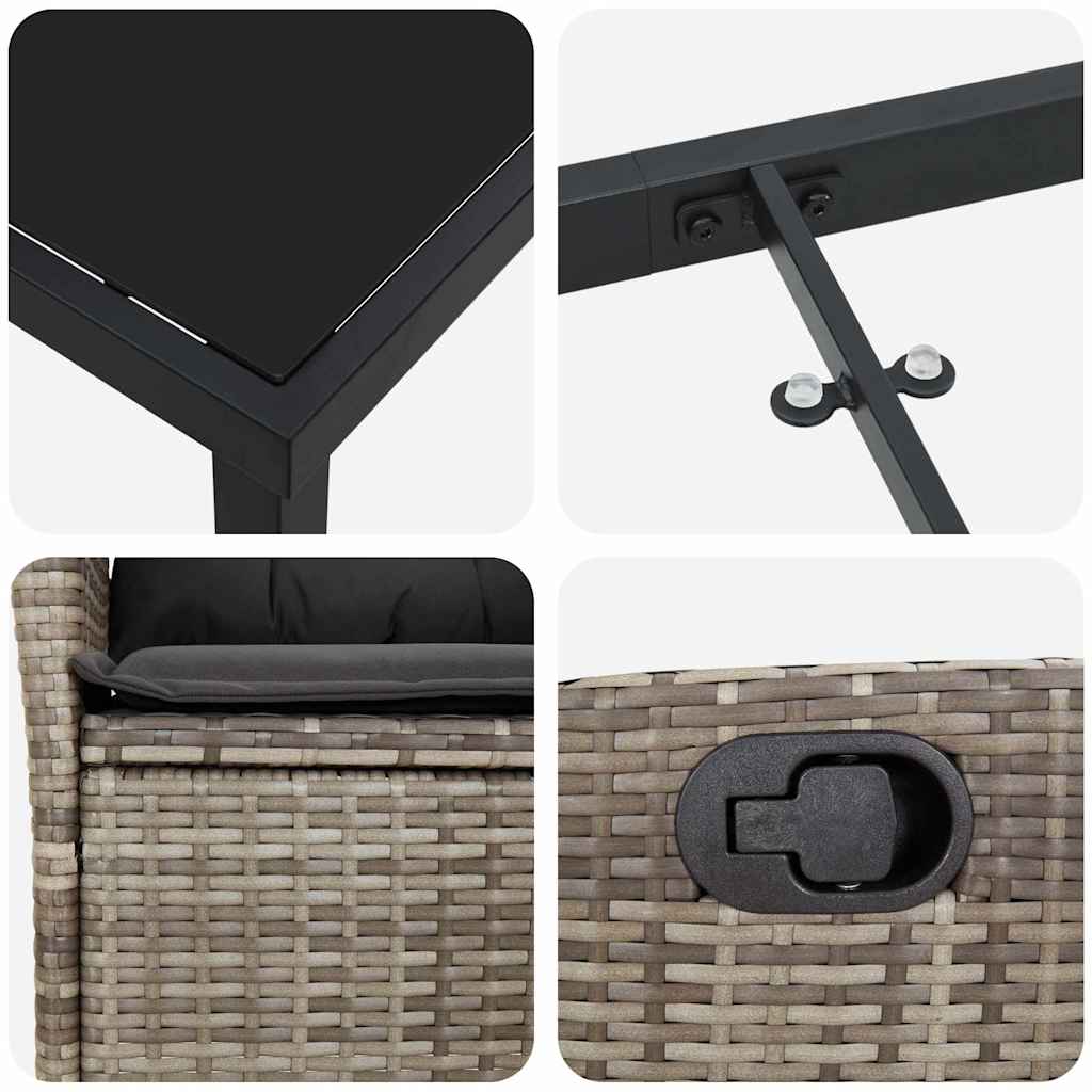 Ensemble de salle à manger pour jardin 5 pcs Gris polyrotin - XIOS