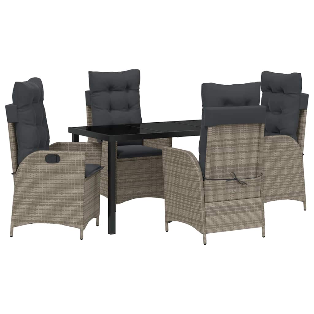 Ensemble de salle à manger pour jardin 5 pcs Gris polyrotin - XIOS