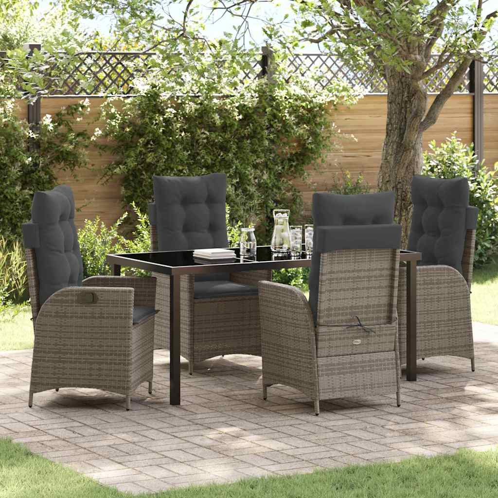 Ensemble de salle à manger pour jardin 5 pcs Gris polyrotin - XIOS