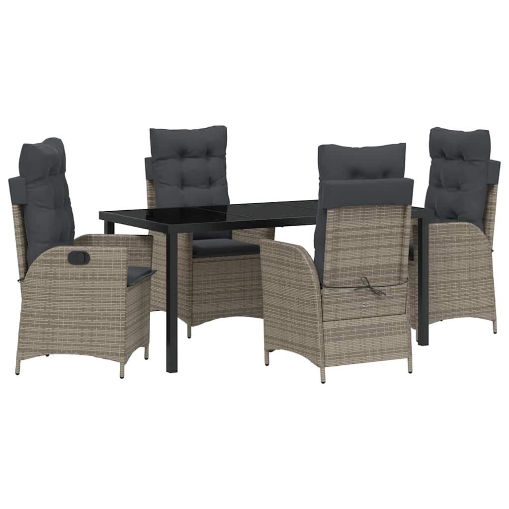 Ensemble de salle à manger pour jardin 5 pcs Gris polyrotin - XIOS