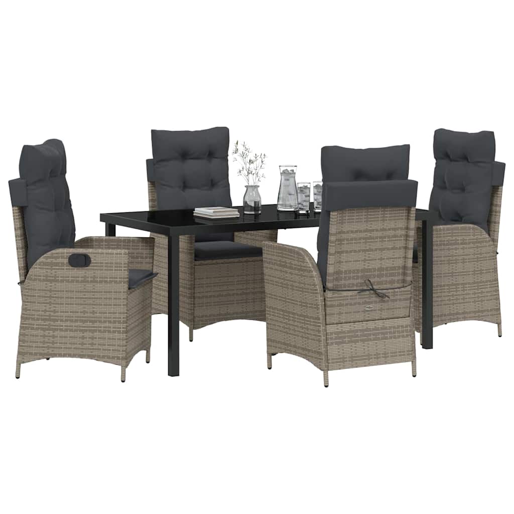 Ensemble de salle à manger pour jardin 5 pcs Gris polyrotin - XIOS
