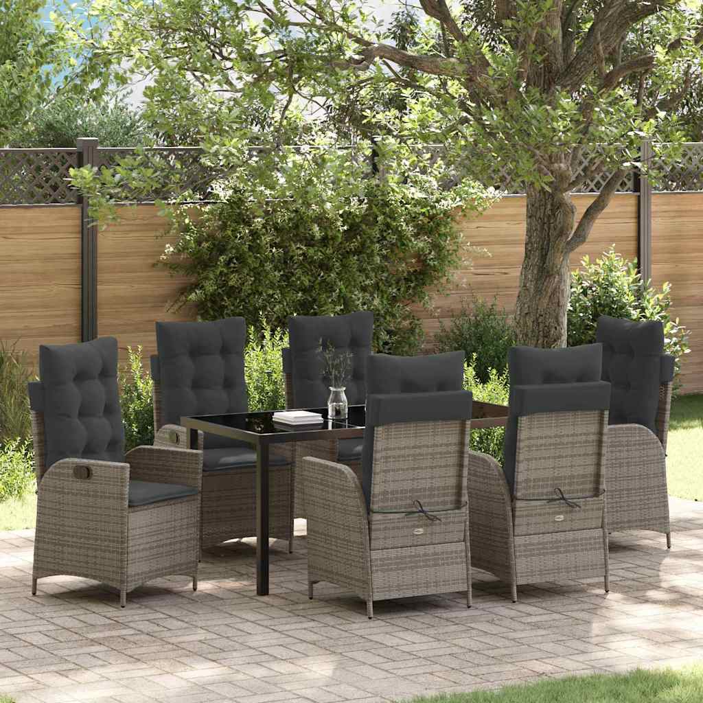Ensemble de salle à manger pour jardin 7 pcs Gris polyrotin - XIOS