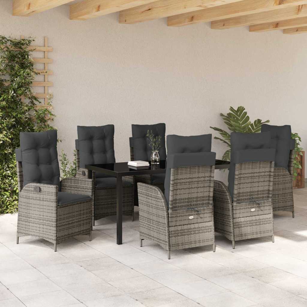 Ensemble de salle à manger pour jardin 7 pcs Gris polyrotin - XIOS