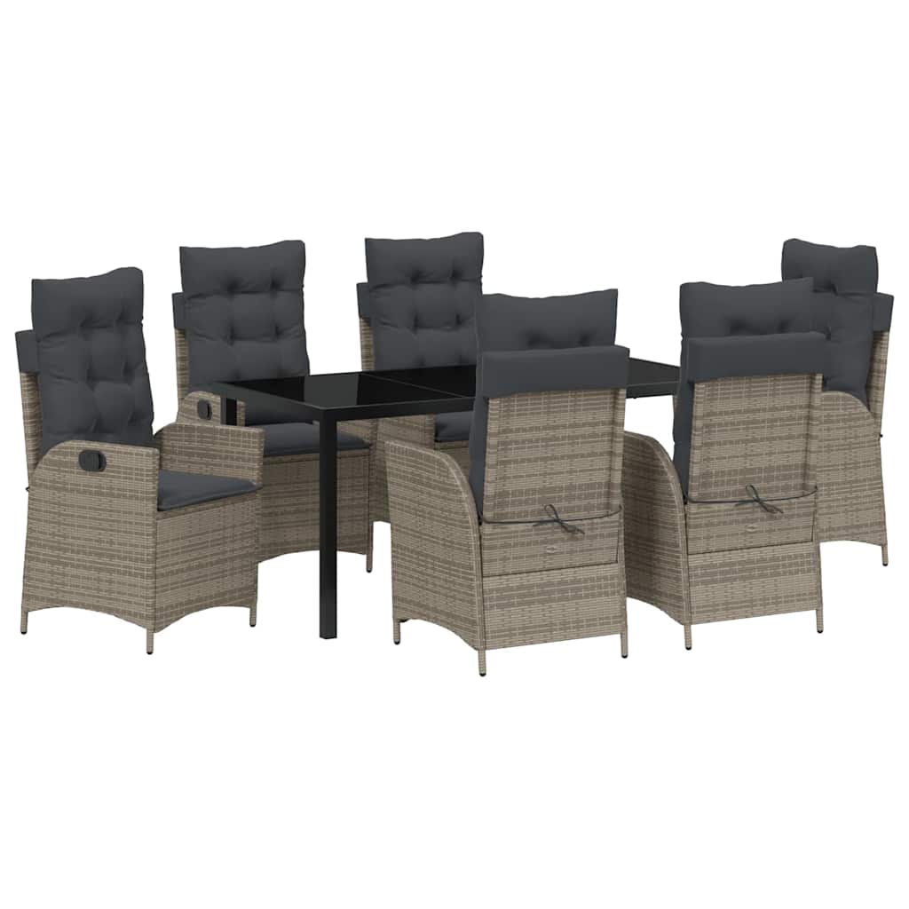 Ensemble de salle à manger pour jardin 7 pcs Gris polyrotin - XIOS