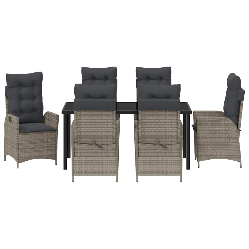 Ensemble de salle à manger pour jardin 7 pcs Gris polyrotin - XIOS