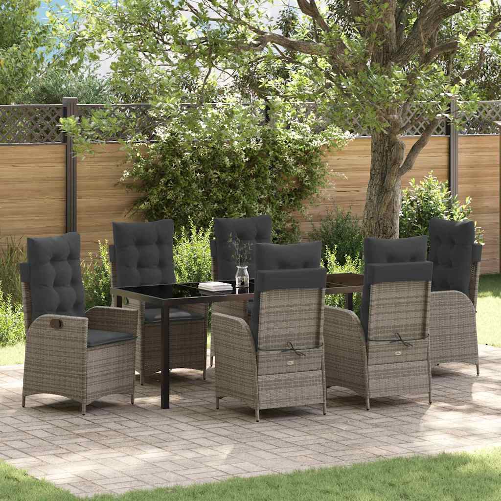 Ensemble de salle à manger pour jardin 7 pcs Gris polyrotin - XIOS