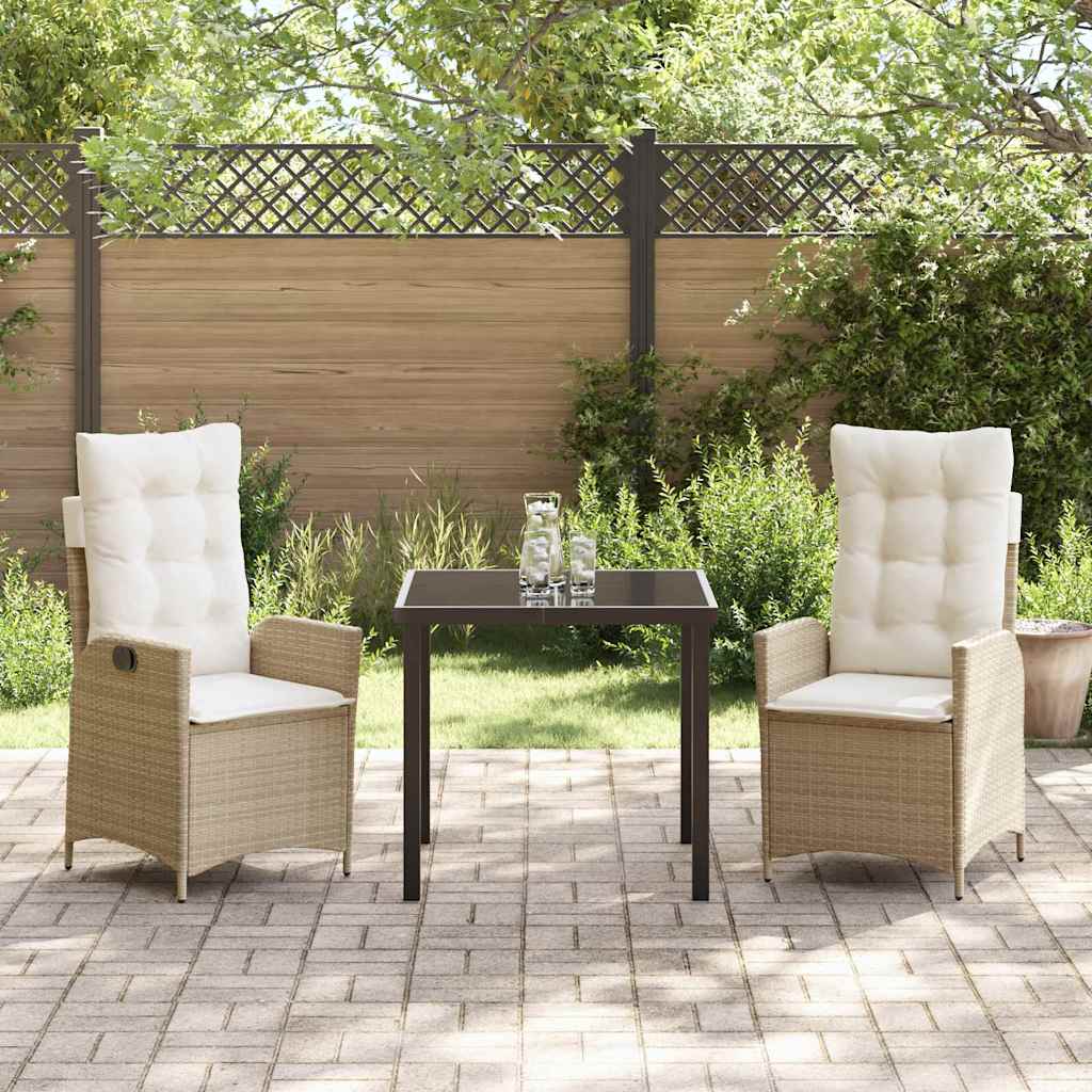 Ensemble de salle à manger pour jardin 3 pcs Beige polyrotin - XIOS