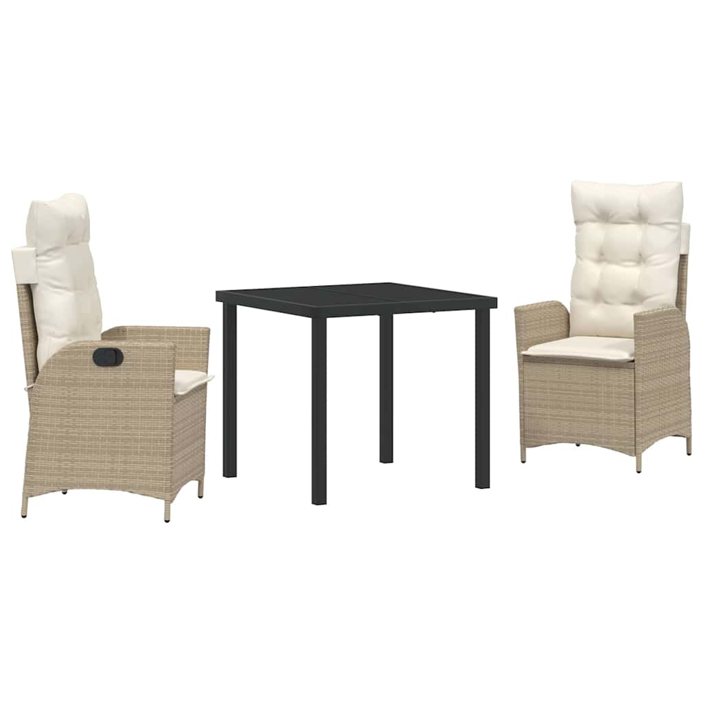 Ensemble de salle à manger pour jardin 3 pcs Beige polyrotin - XIOS