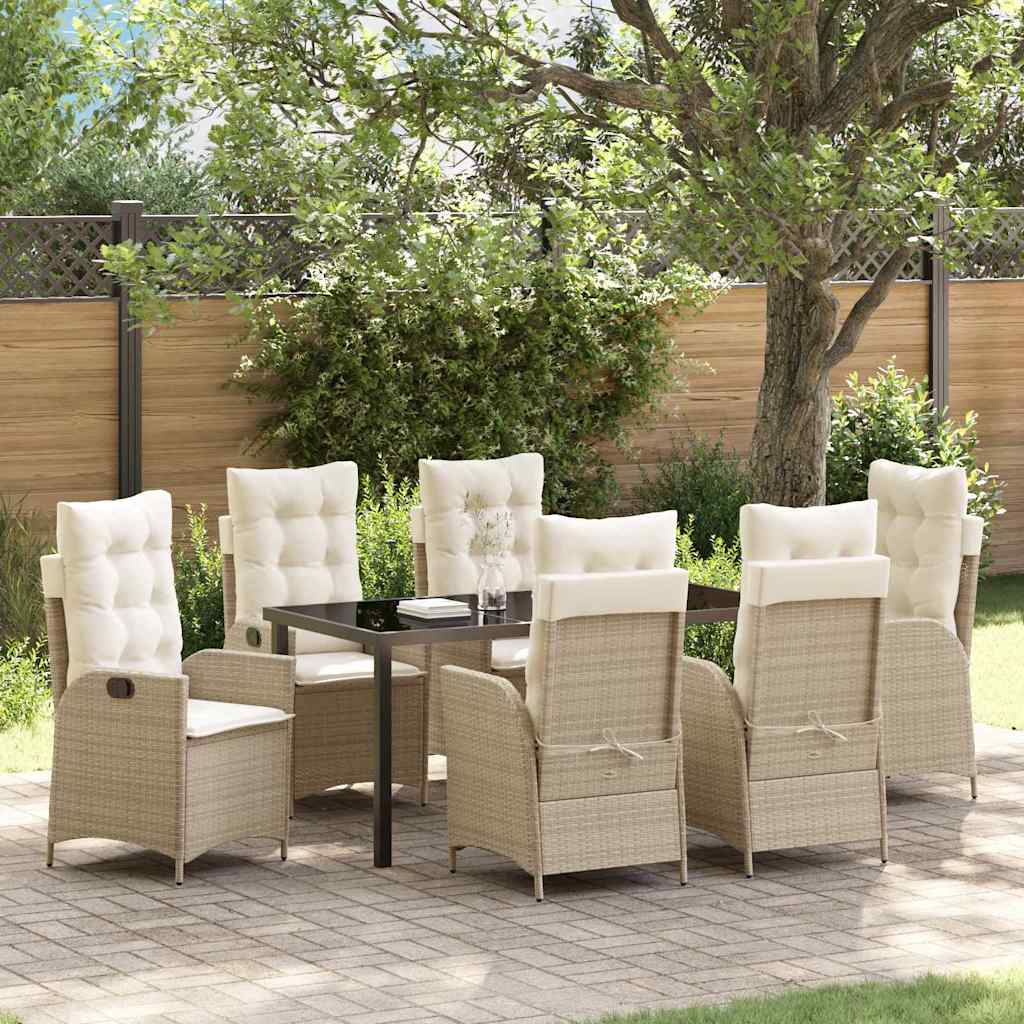 Ensemble de salle à manger pour jardin 7 pcs Beige polyrotin - XIOS
